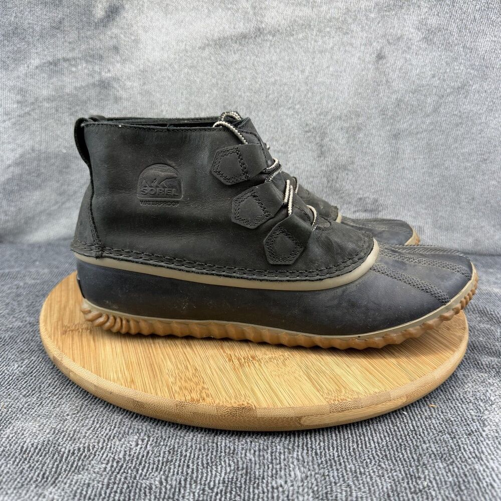 Sorel Out N About Boots Womens Size 10.5 Black Leather Waterproof NL2133-012